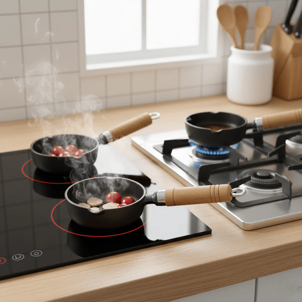 Cast Iron Non-Stick Tadka Pan with Wooden Handle - Image 7