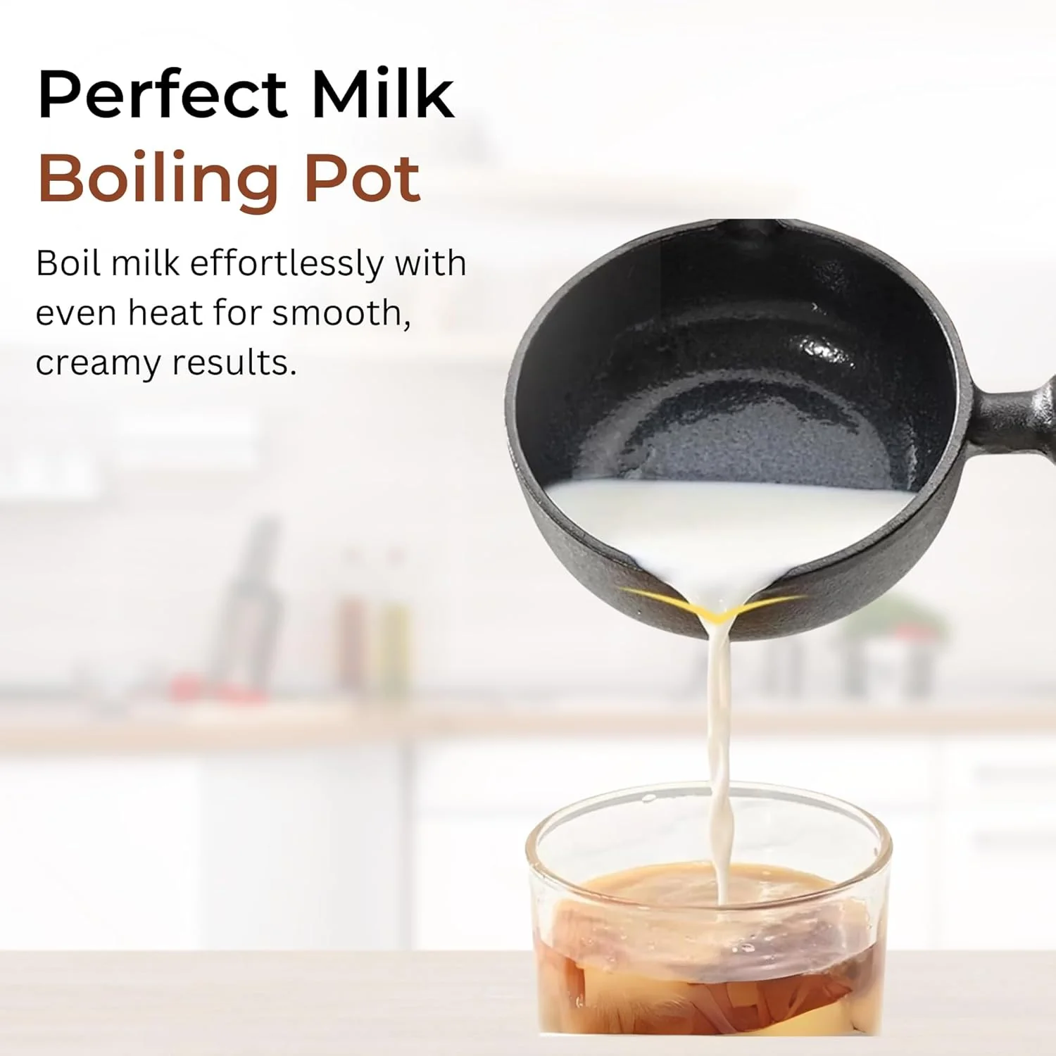 Cast Iron Non-Stick Tadka Pan with Wooden Handle - Image 8