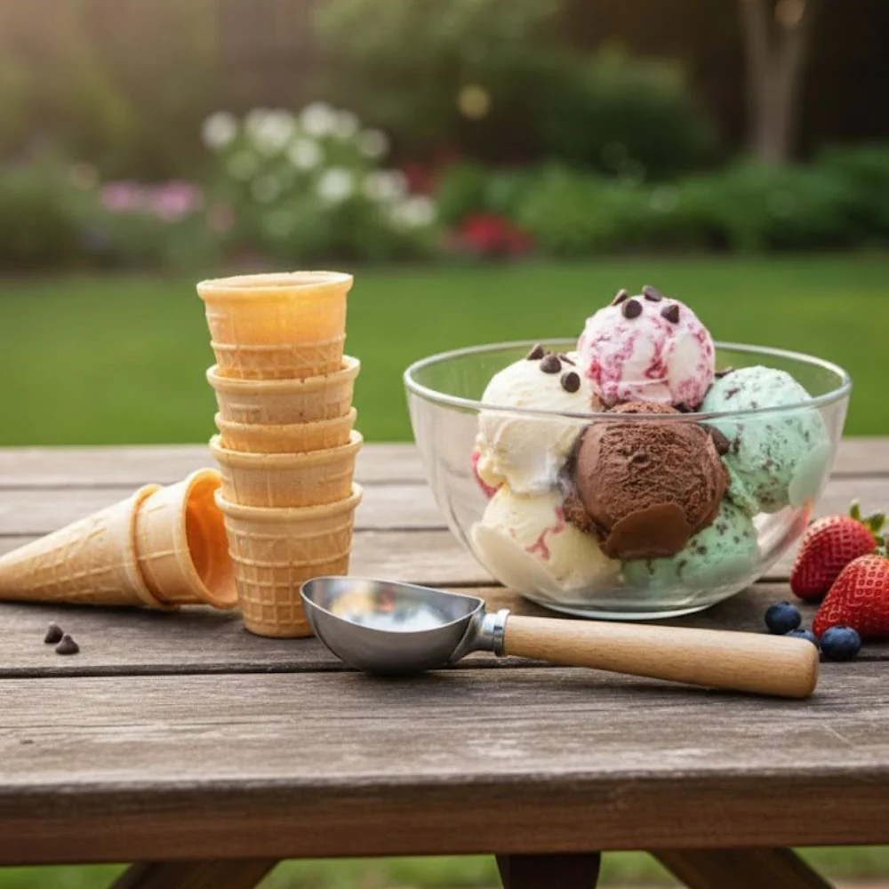 Classic Wooden Handle Stainless Steel Ice Cream Scoop - Image 4