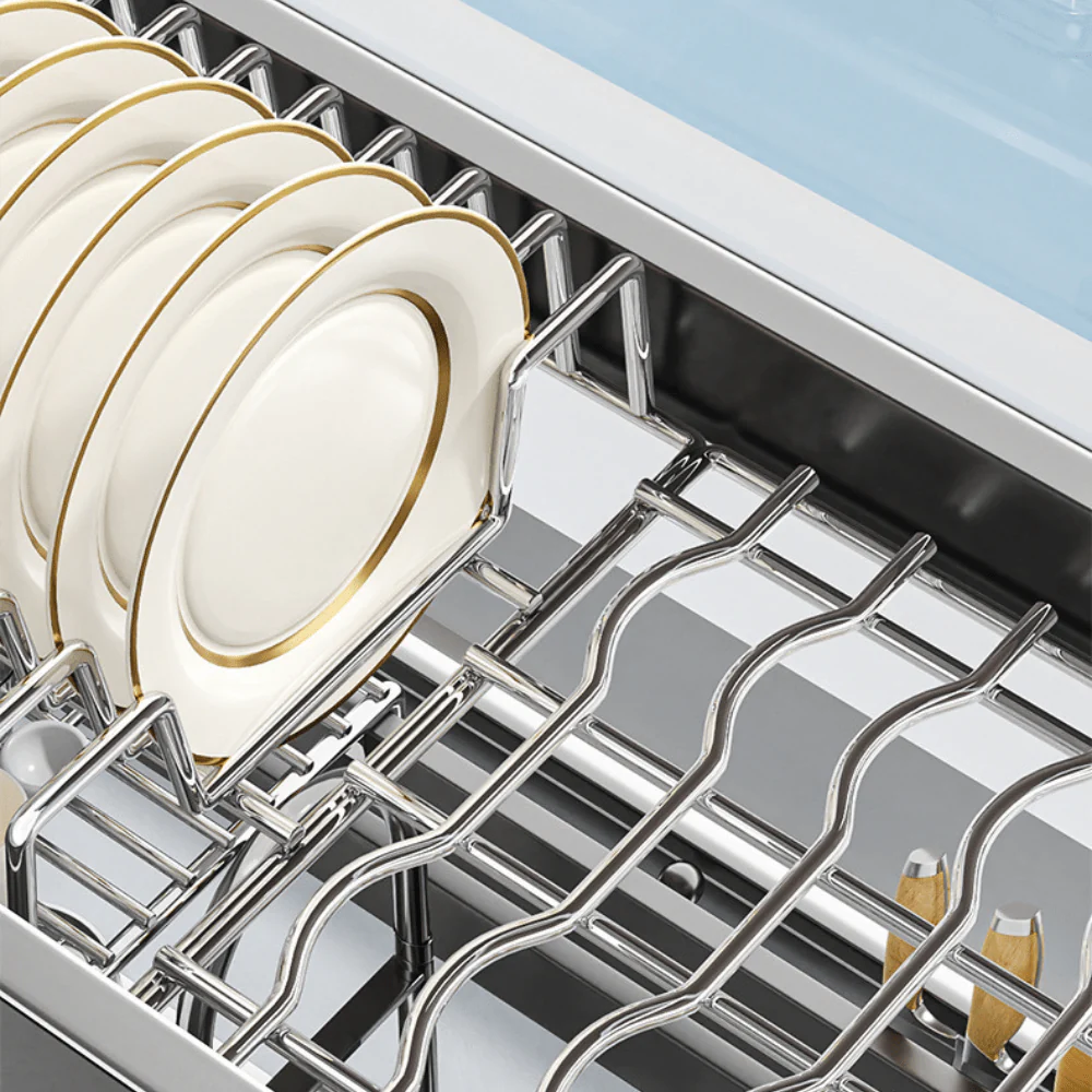 Clean Edge Stainless Steel Multi-Function Dish Rack Organizer - Image 3