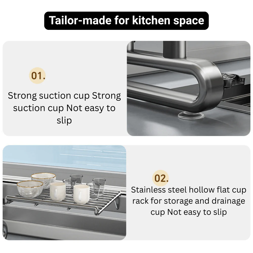 Clean Edge Stainless Steel Multi-Function Dish Rack Organizer - Image 5