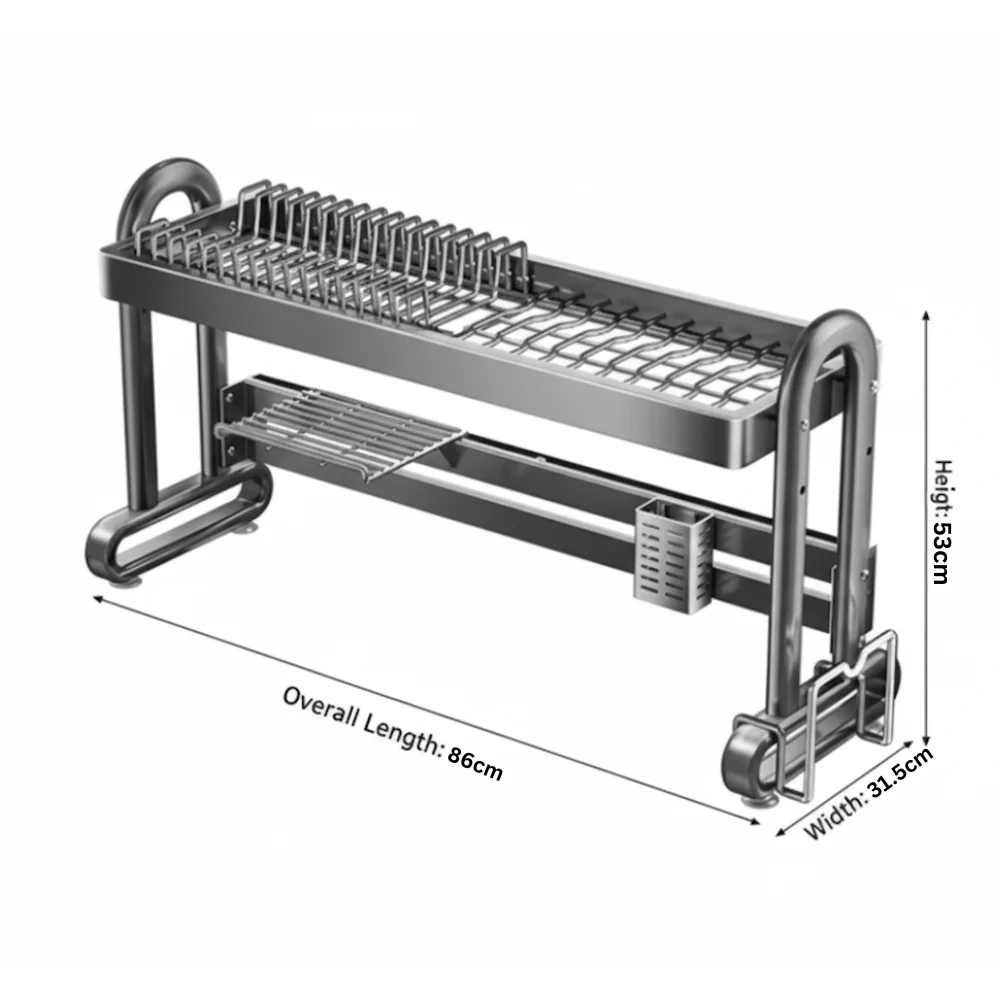 Clean Edge Stainless Steel Multi-Function Dish Rack Organizer - Image 7