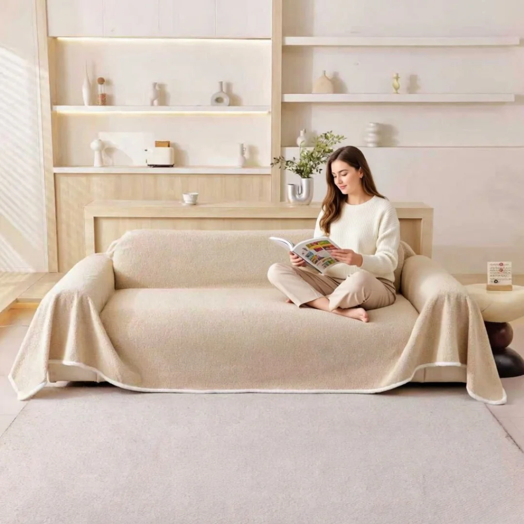 Coffee Elegance Chenille Sofa Cover : [EM-SC-44] - Image 4