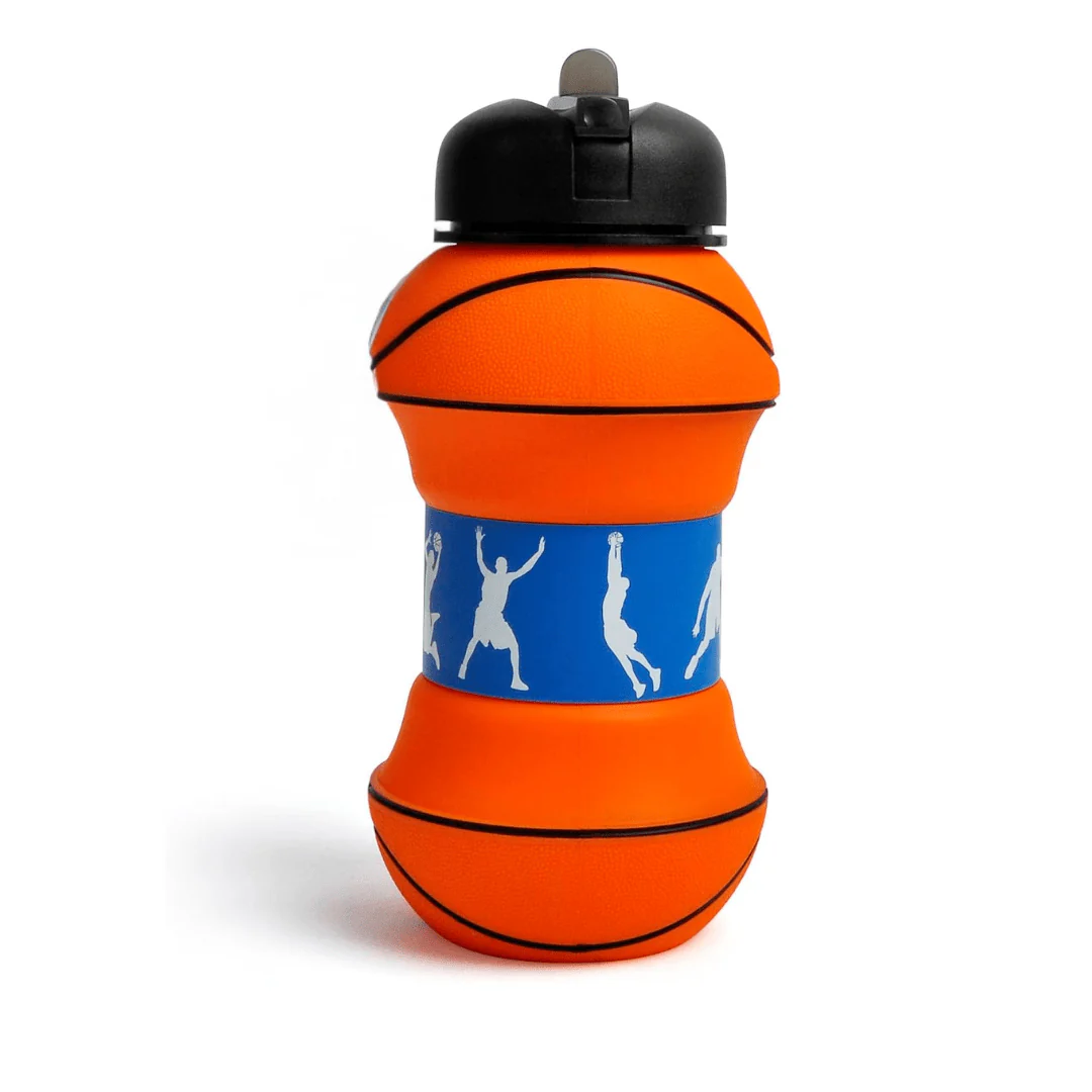 Collapsible Silicone Basketball Design Drinking Bottle - Image 6
