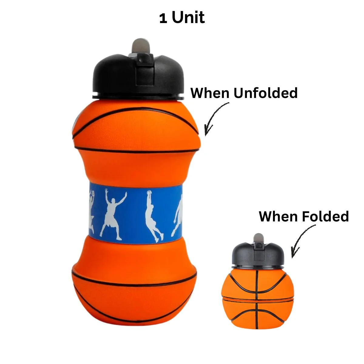 Collapsible Silicone Basketball Design Drinking Bottle - Image 7