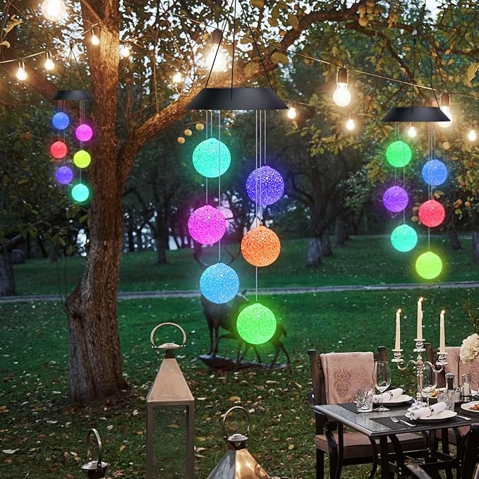 Color Changing Solar Powered LED Wind Chimes (75cm) - Image 3