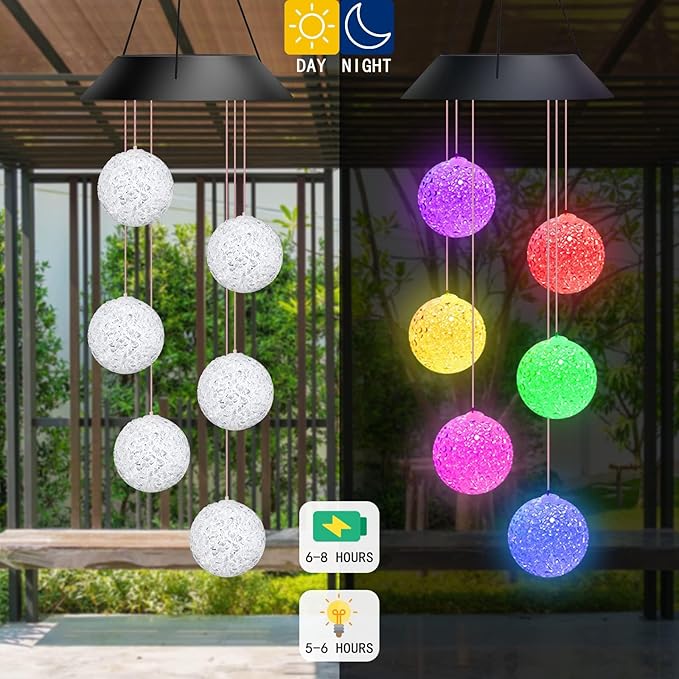 Color Changing Solar Powered LED Wind Chimes (75cm) - Image 4