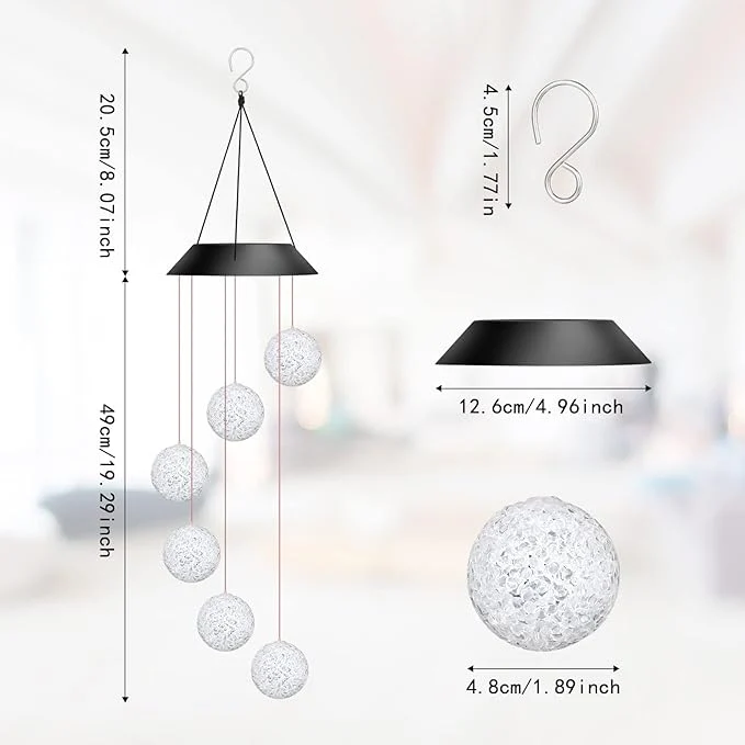 Color Changing Solar Powered LED Wind Chimes (75cm) - Image 7