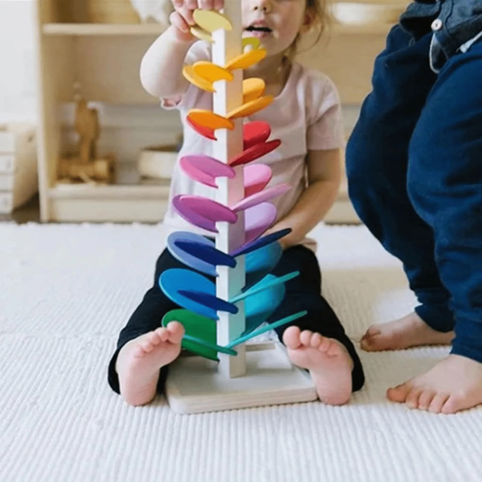 Colorful Wooden Musical Tree Tower Toy for Kids with Marble Run Track - Image 2