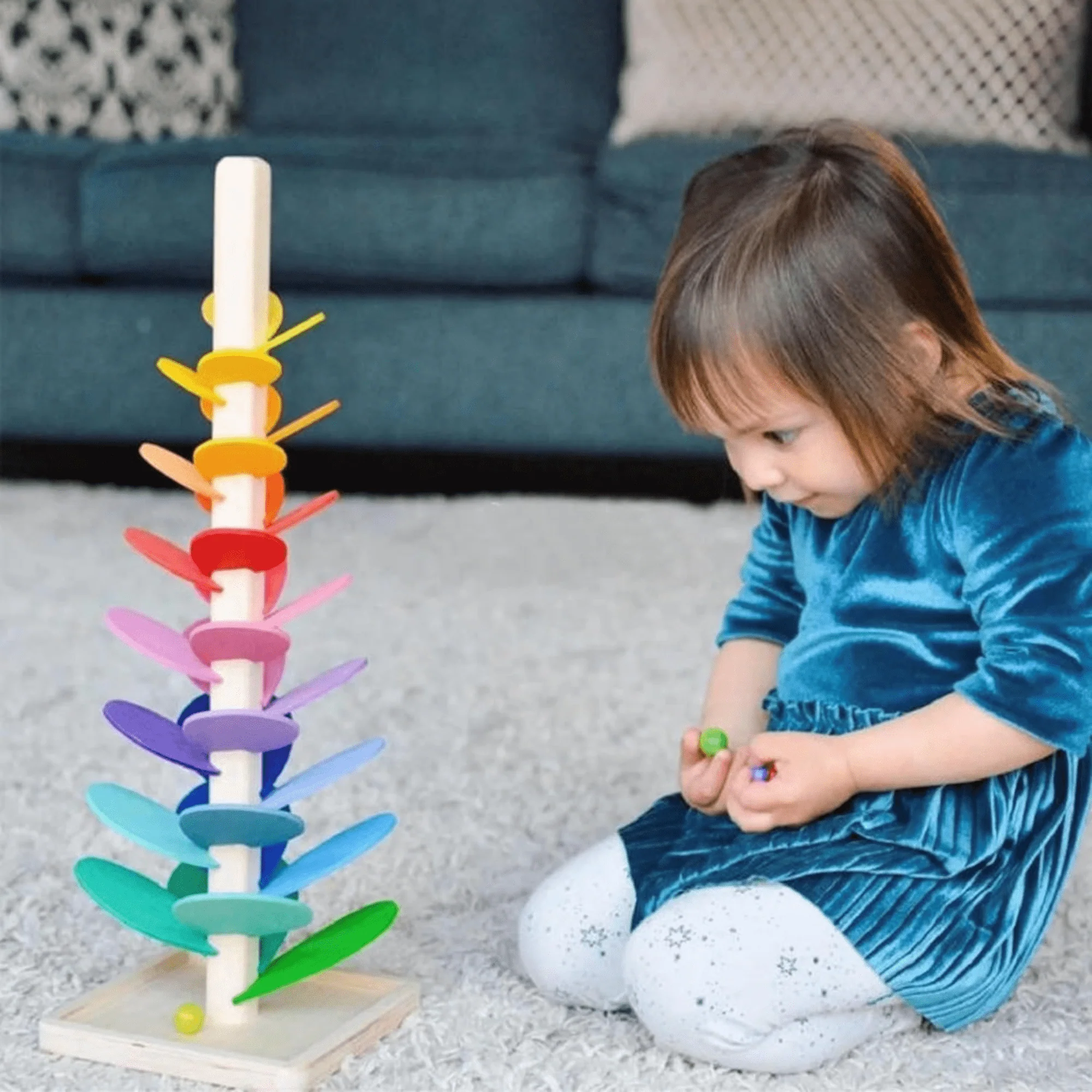Colorful Wooden Musical Tree Tower Toy for Kids with Marble Run Track - Image 4