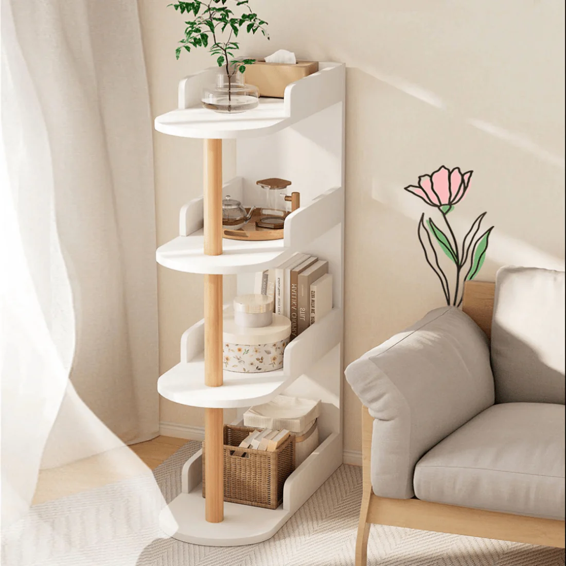 Compact 4-Tier Bed & Sofa Side Storage Shelf - Image 4
