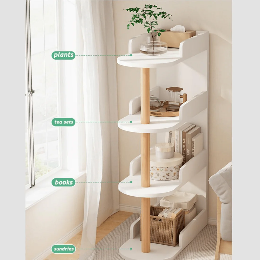 Compact 4-Tier Bed & Sofa Side Storage Shelf - Image 5