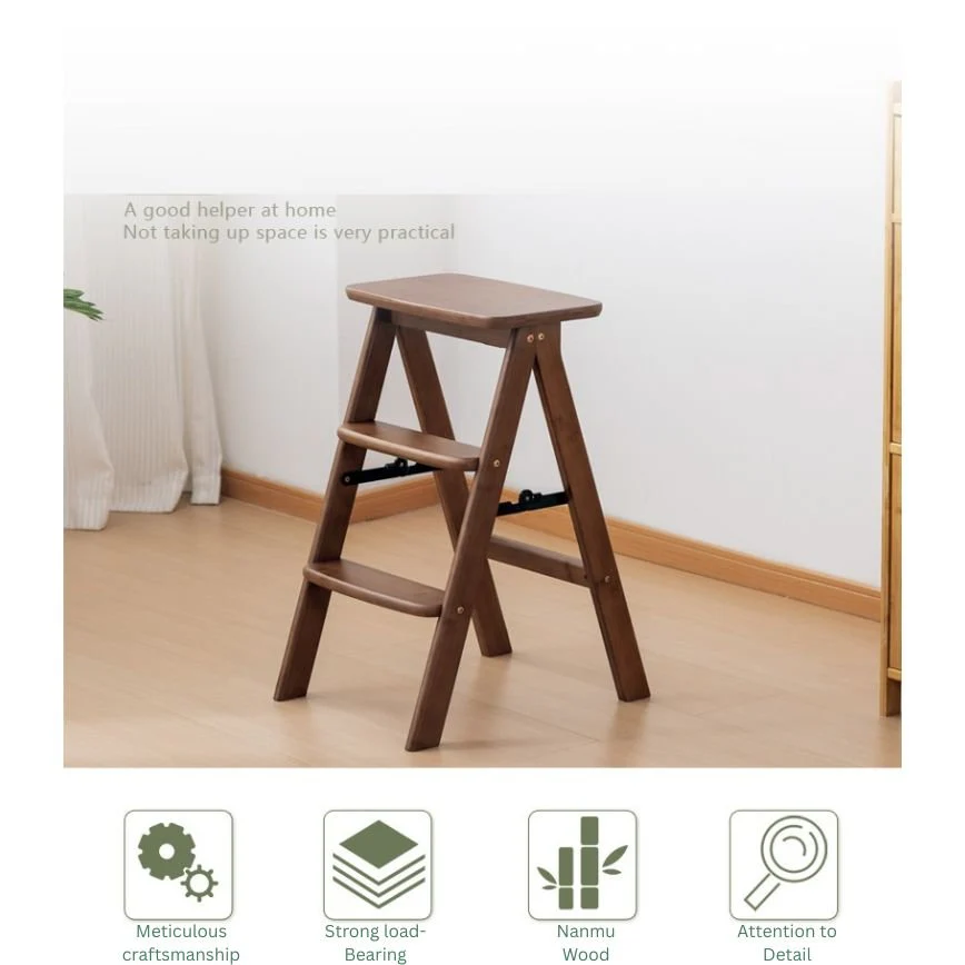 Compact Climb Utility Nanmu Wood Step Stool(63cm) - Image 5