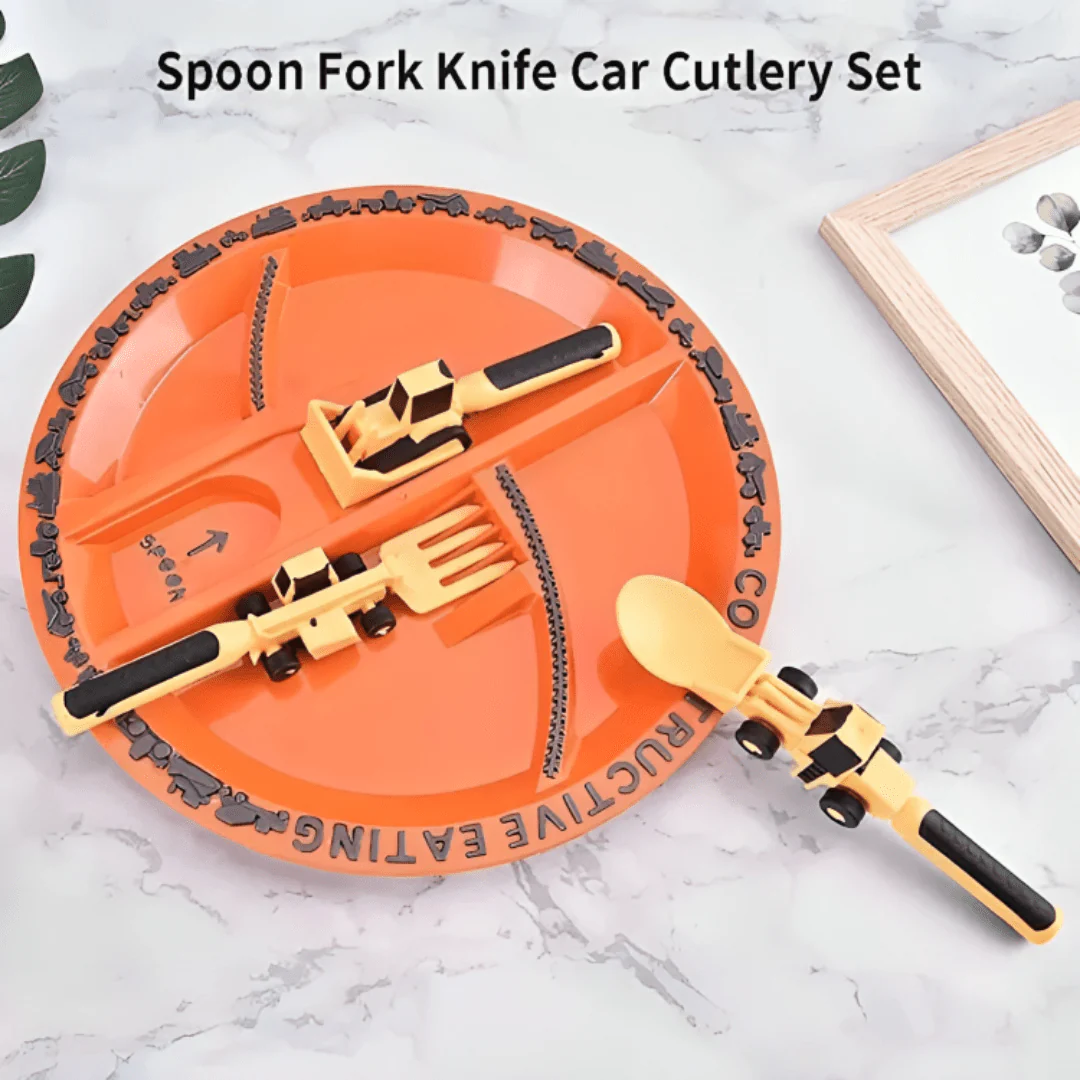 Construction Theme Mealtime Plate and Utensil Set - Image 2