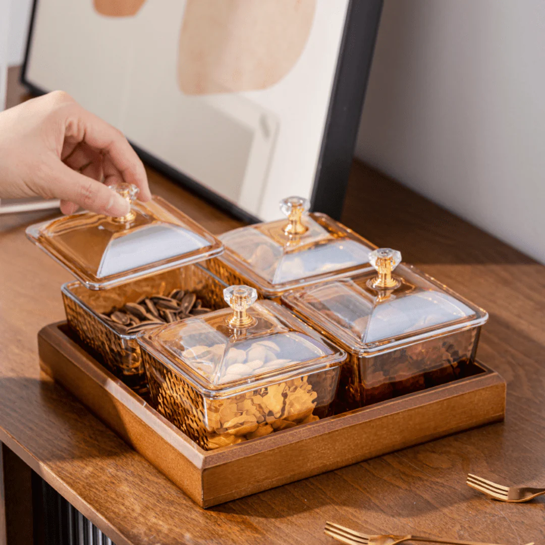 Crystal Clear Snack Plate Organizer (4-BOXES TRAY) - Image 3