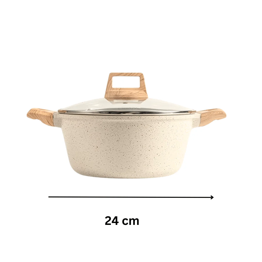 Maifan Stone Non-Stick Sauce Pan (White-24cm) - Image 10