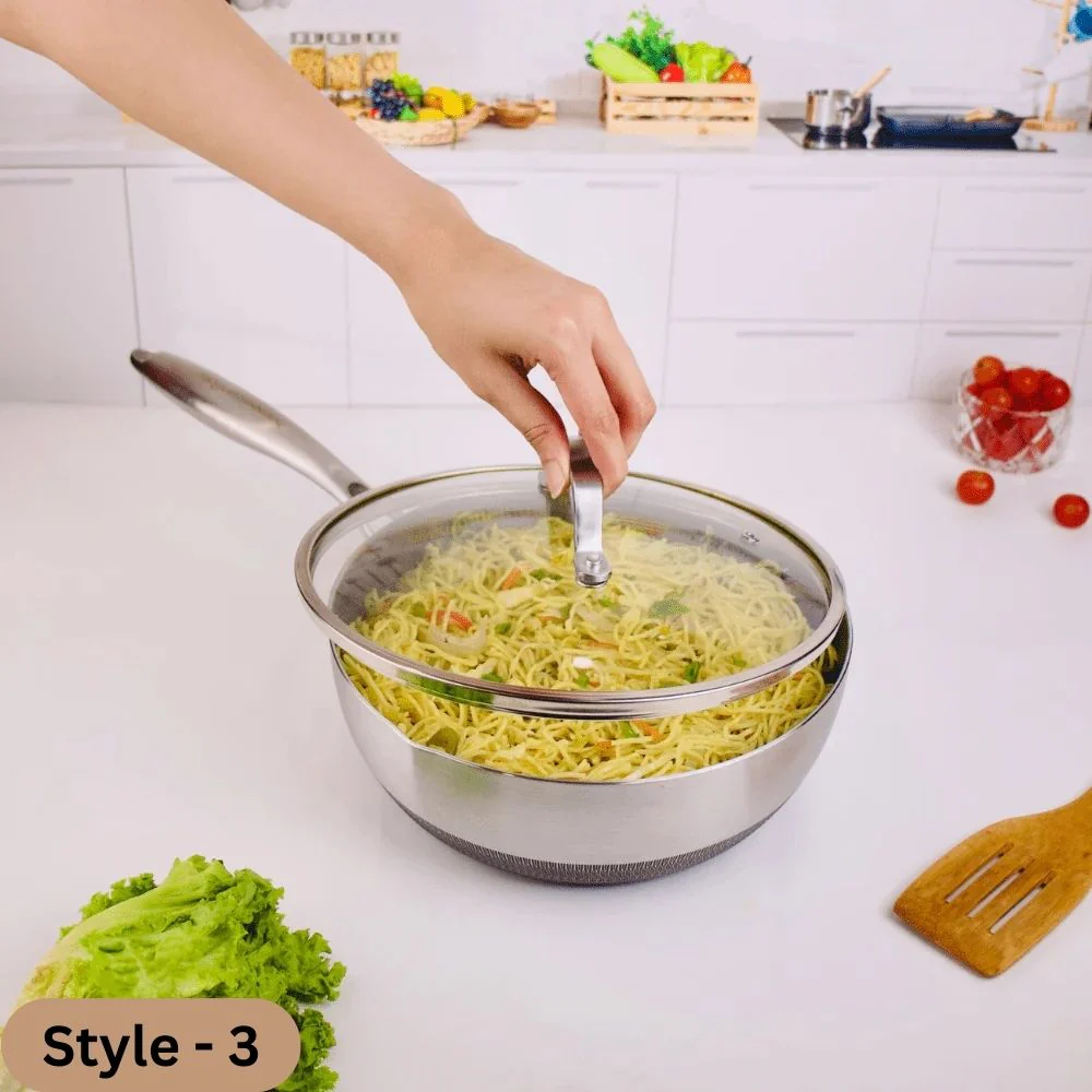 Deep Frying Honeycomb Pan with Lid - Image 3