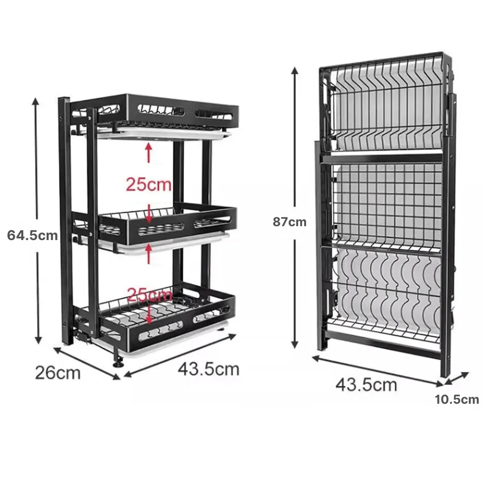 Deluxe 3-Tier Dish Drying Rack - Image 7
