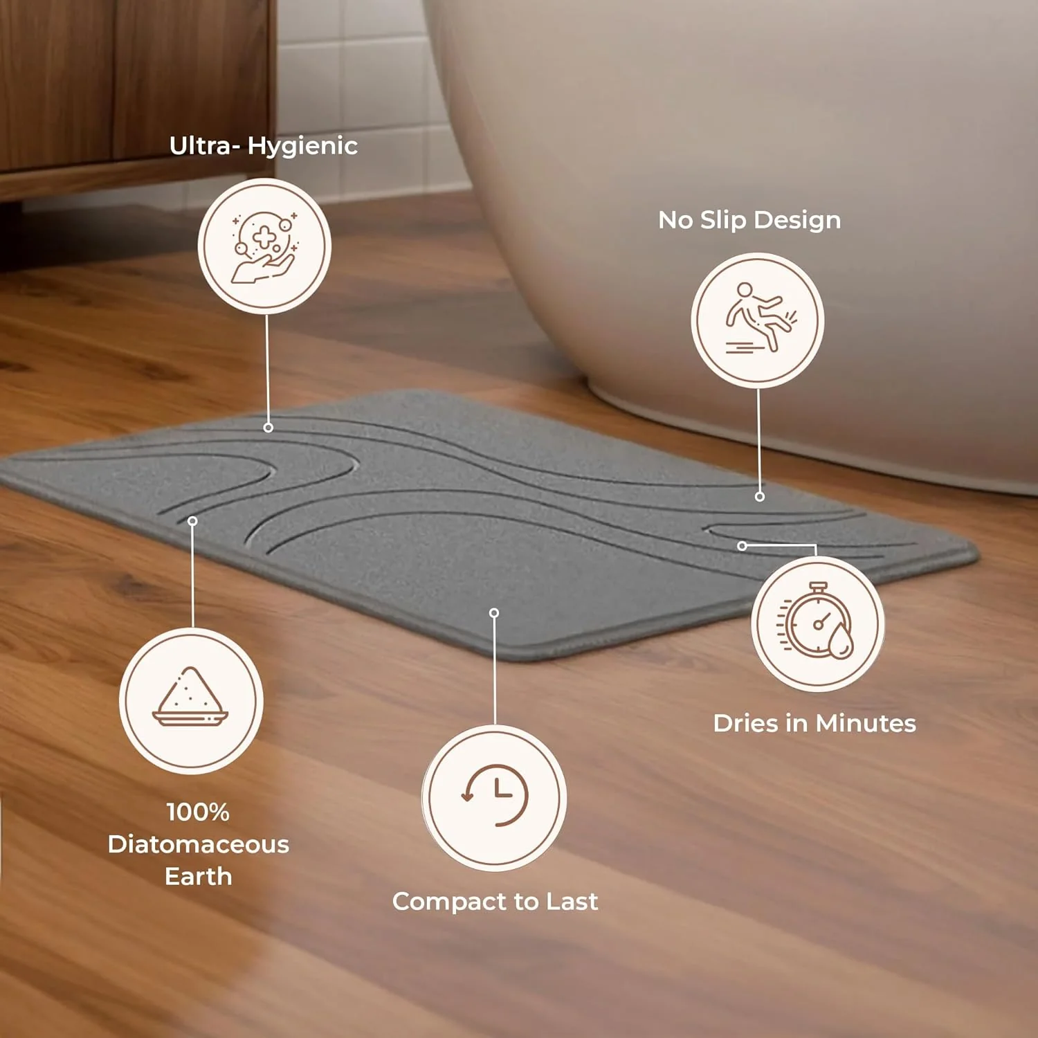Diatomaceous Non-Slip Quick-Dry Stone Bath Mat - Image 5