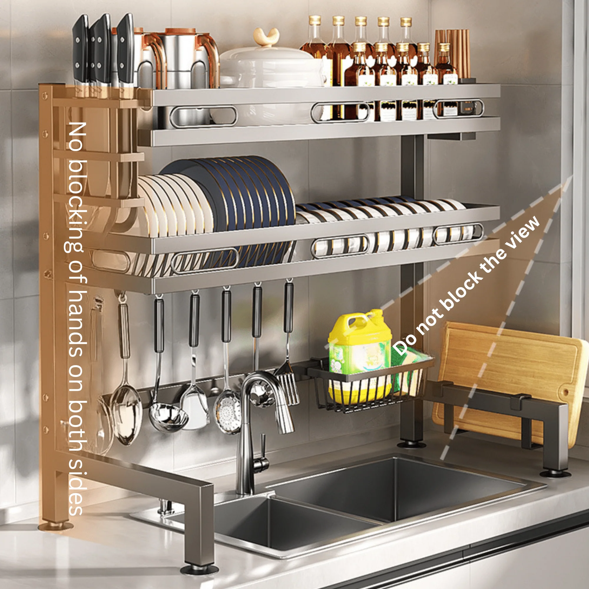 Double Layer Multi-Functional Iron Dish Drying Rack - Image 5