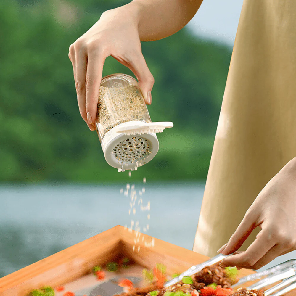 Double Lid Partition Large Opening Seasoning Jar - Image 4