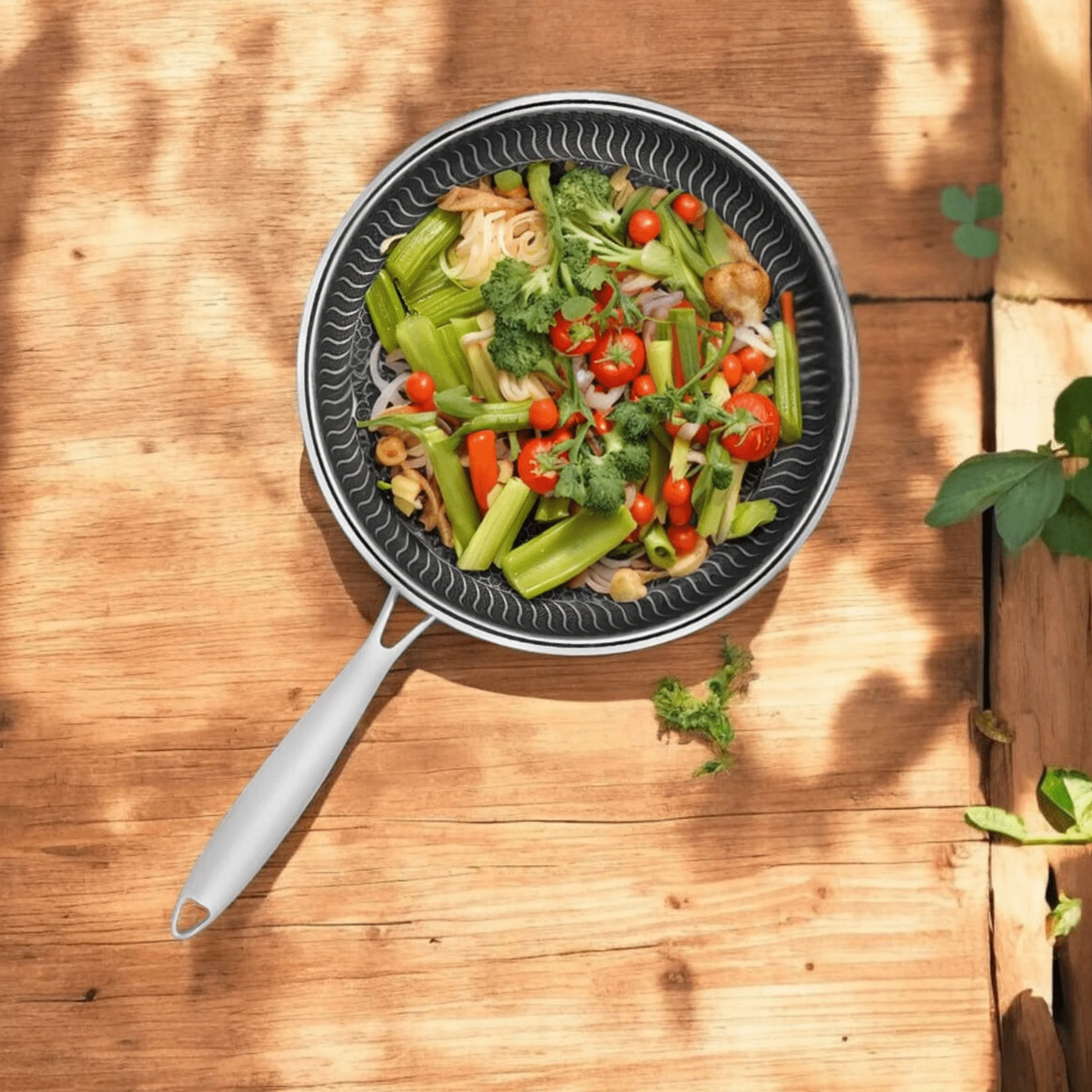 Double Sided Multipurpose Stainless Steel Non-Stick Honeycomb Frying Pan (26cm) - Image 5
