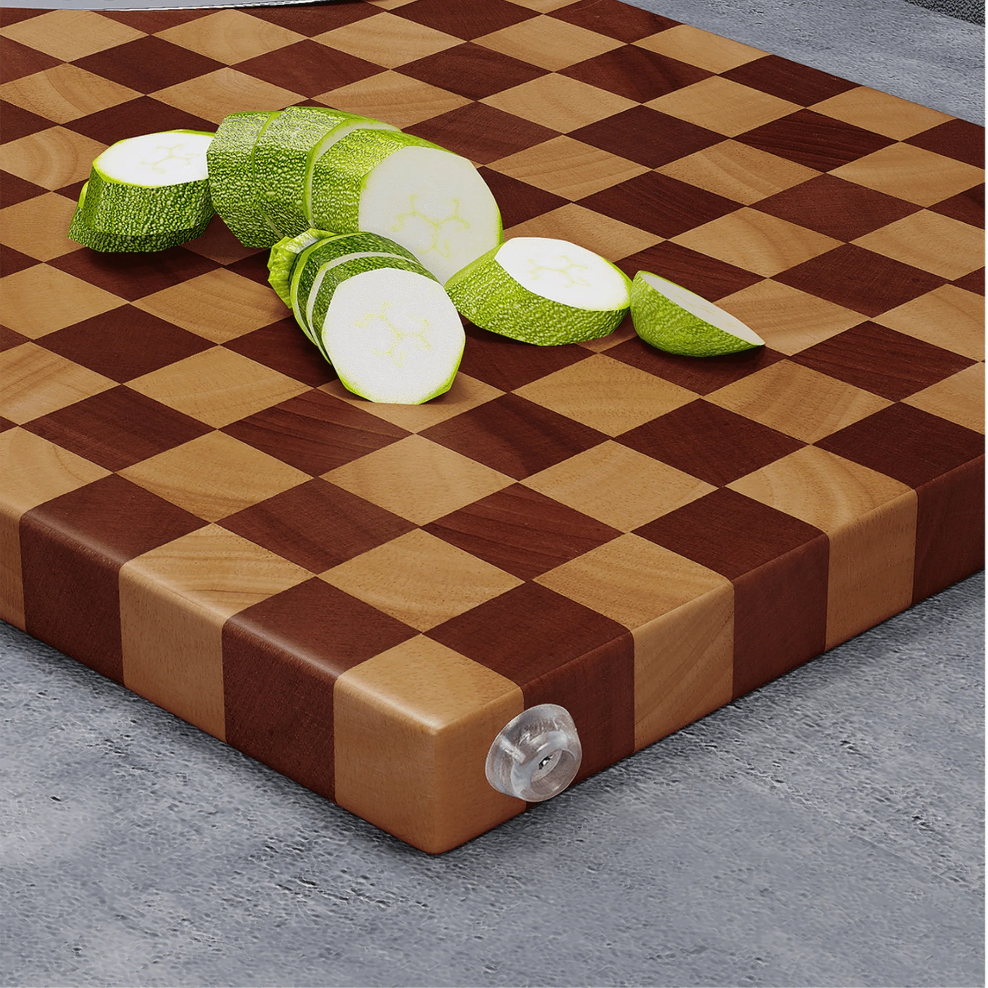 Double-Sided Rubber Wood Cutting Board with Chess Grid Design (40 cm) - Image 4