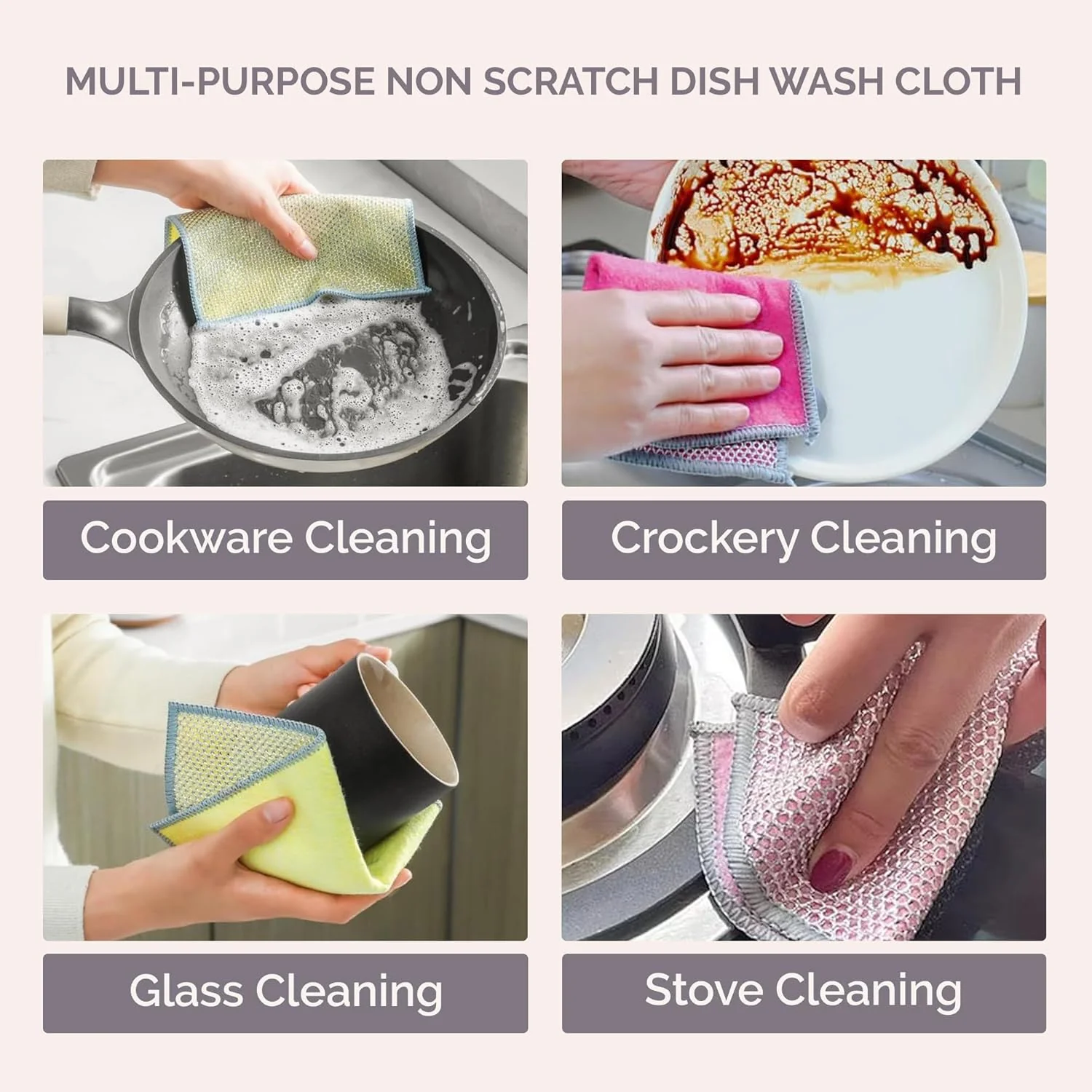 Dual-Sided Wire & Microfiber Reusable Dish Wash Cloth - Image 5