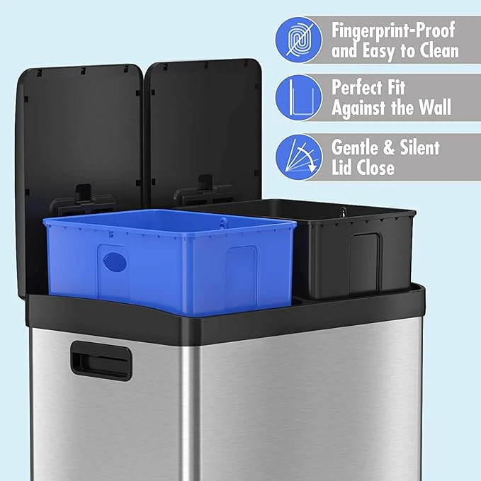 Dual Step Stainless Steel Trash Can (18L) - Image 5