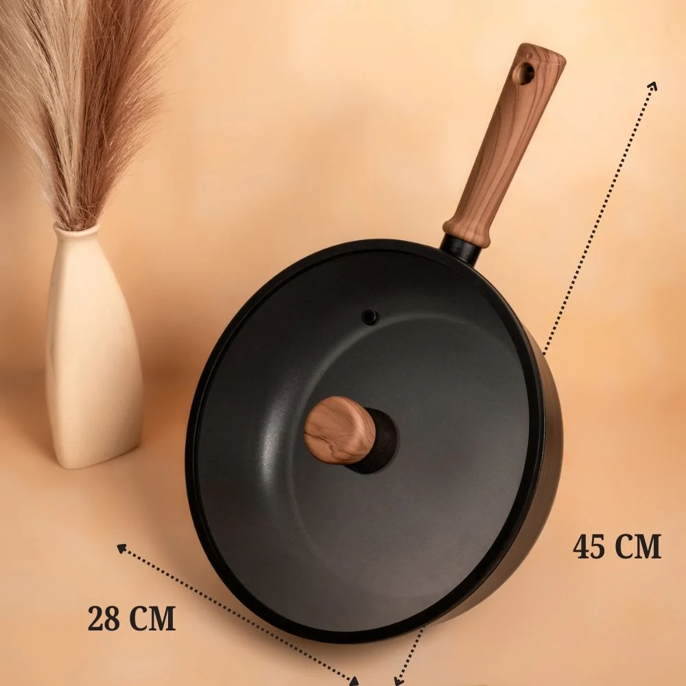 Durable Aluminum Alloy Titanium Fry  Wok with Non-Stick Surface (28cm) - Image 6