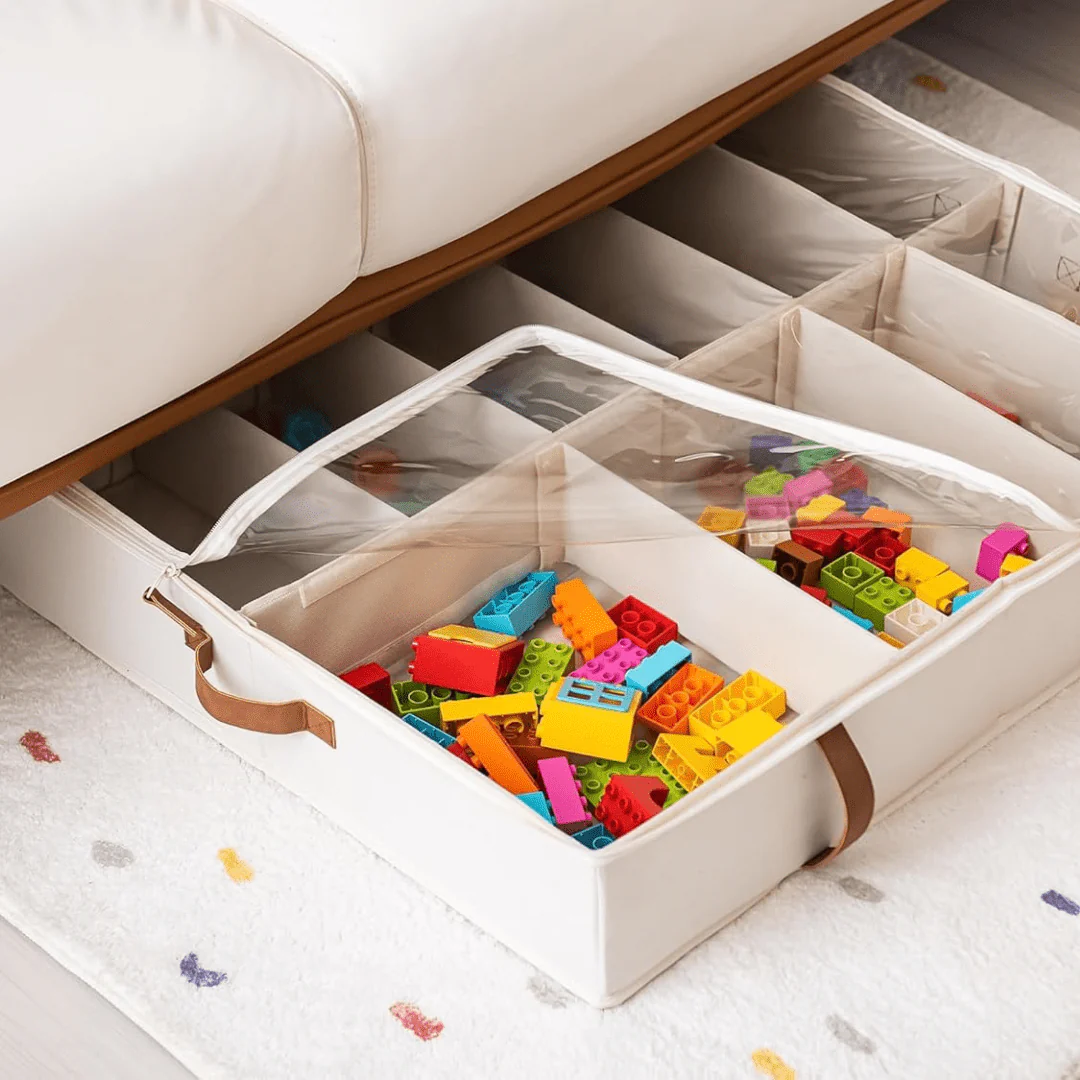 Adjustable Dust Proof Under Bed Organizer with Transparent Cover (75 cm) - Image 3