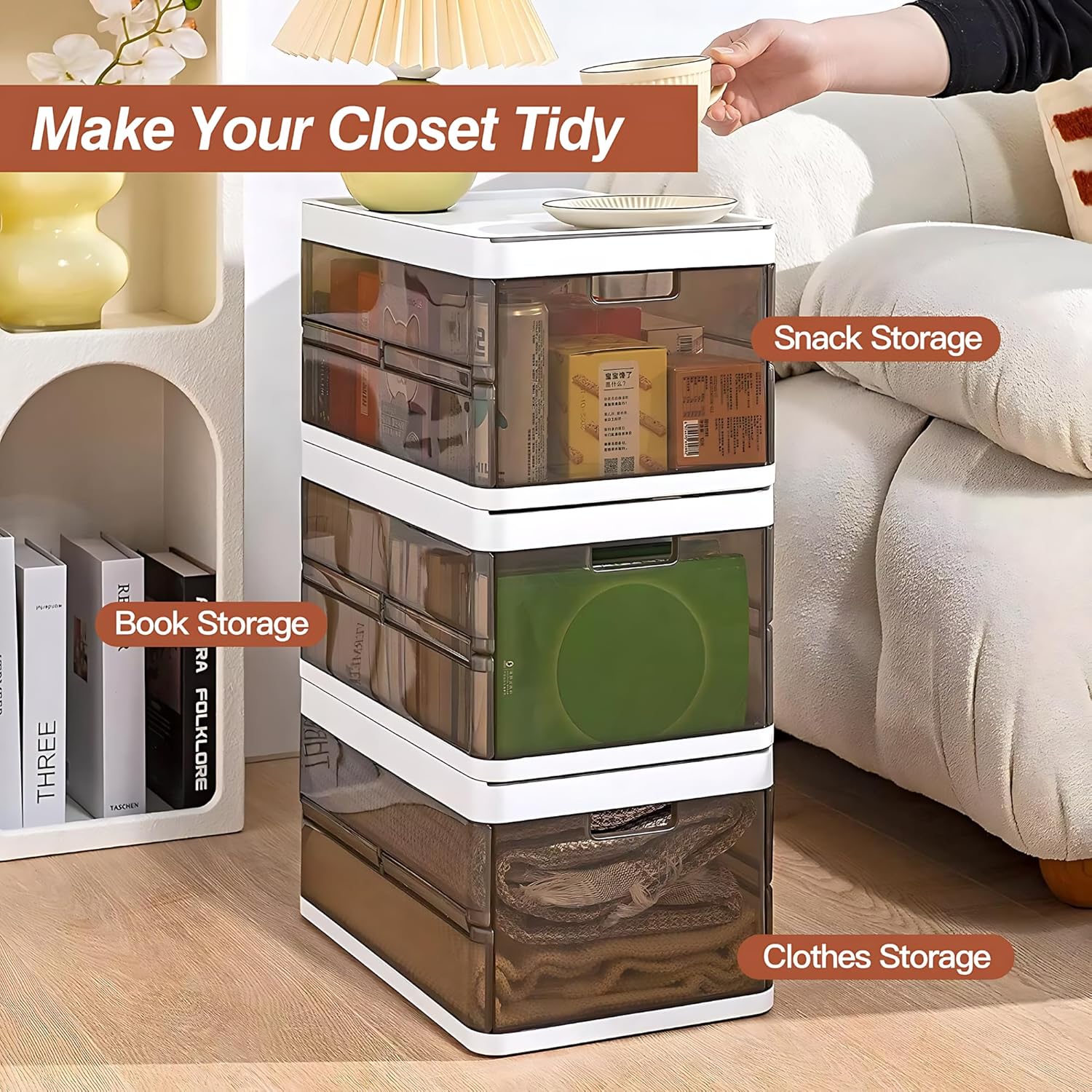 Easy-fold Stackable Plastic Storage Cupboard - Image 3