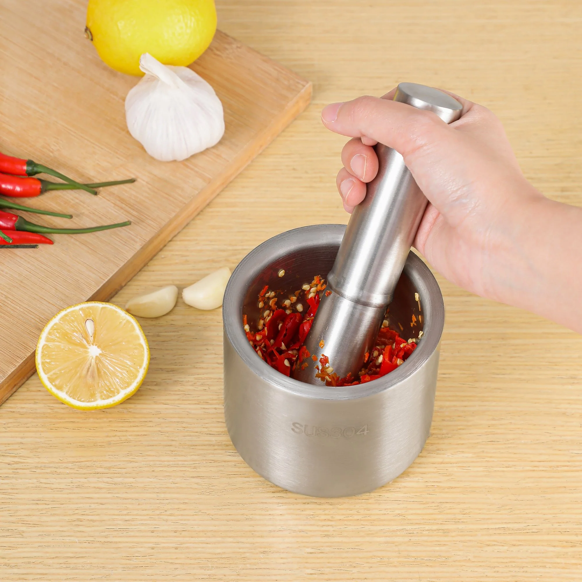 Easy Grind Stainless Steel Mortar - Image 2