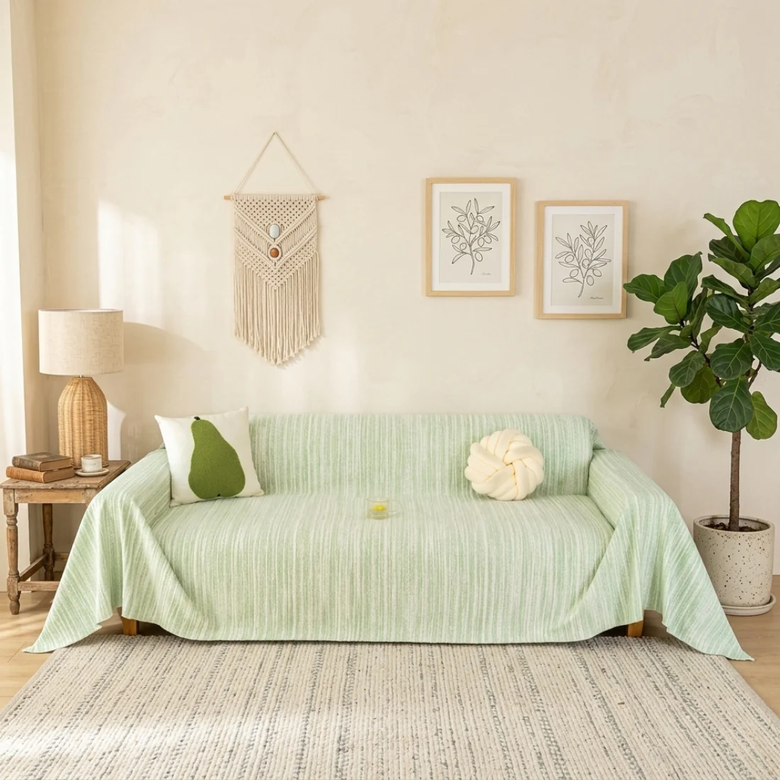 Elegance Chenille Green Sofa Cover : [EM-SC-40] - Image 4