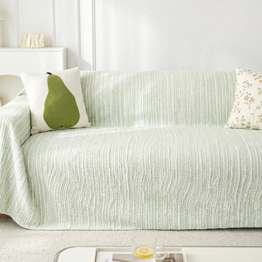 Elegance Chenille Green Sofa Cover : [EM-SC-40] - Image 5