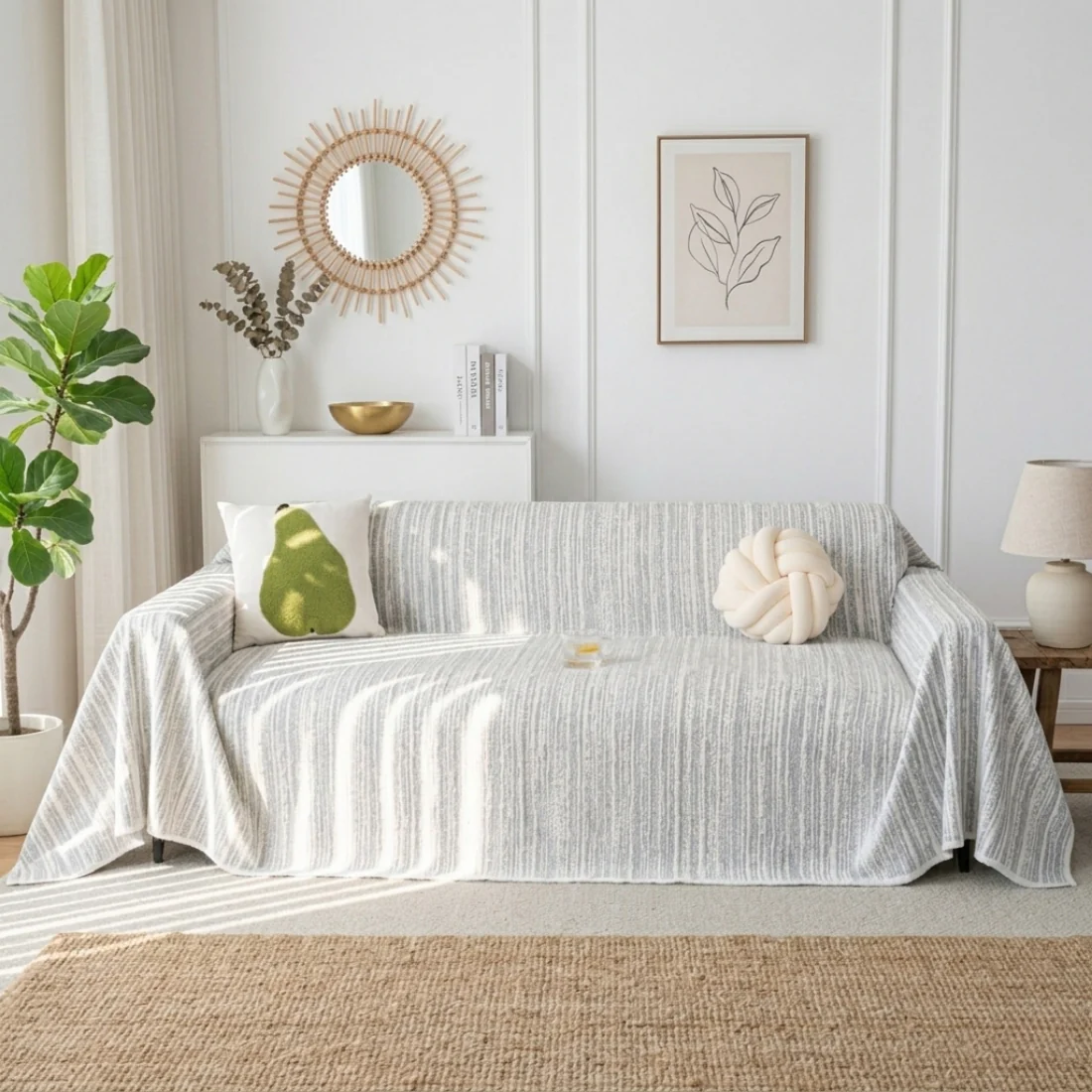 Elegance Chenille Grey Sofa Cover : [EM-SC-40] - Image 2