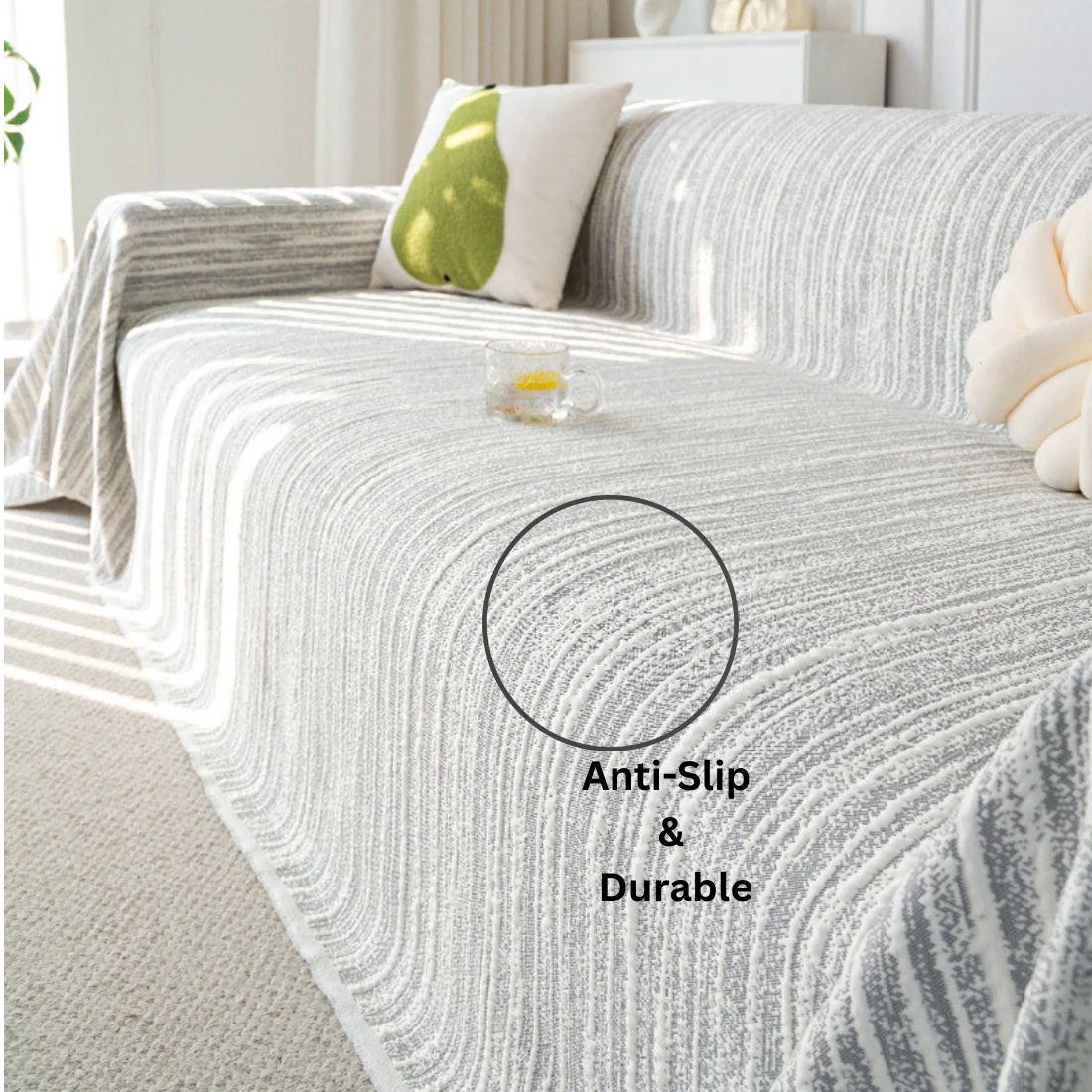 Elegance Chenille Grey Sofa Cover : [EM-SC-40] - Image 3