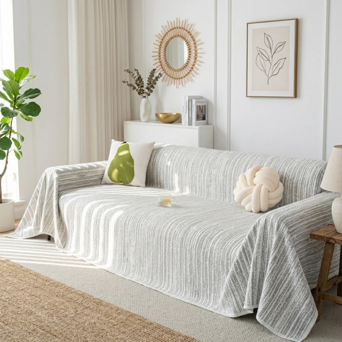 Elegance Chenille Grey Sofa Cover : [EM-SC-40] - Image 5