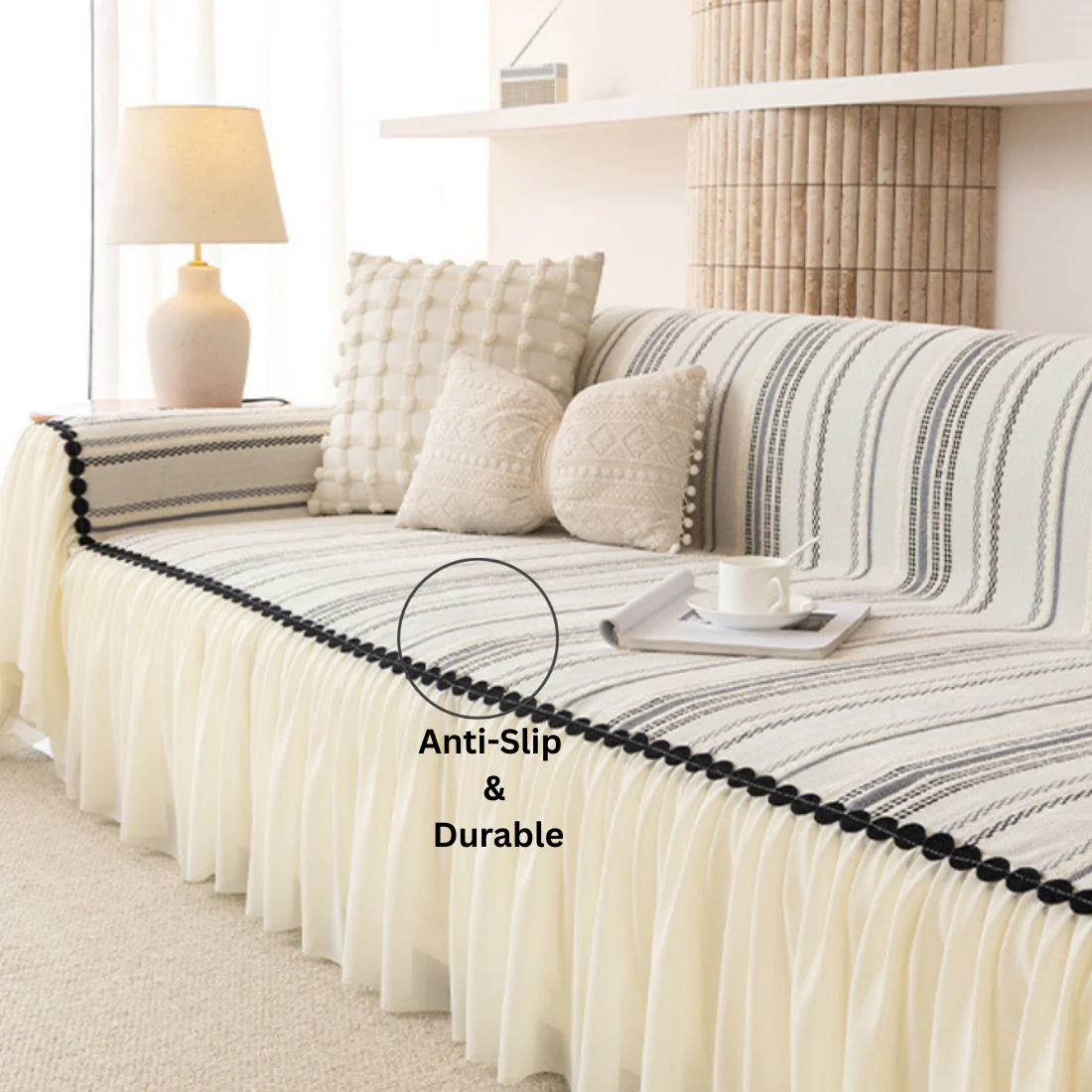 Elegance Chenille Grey Sofa Cover : [EM-SC-42] - Image 3