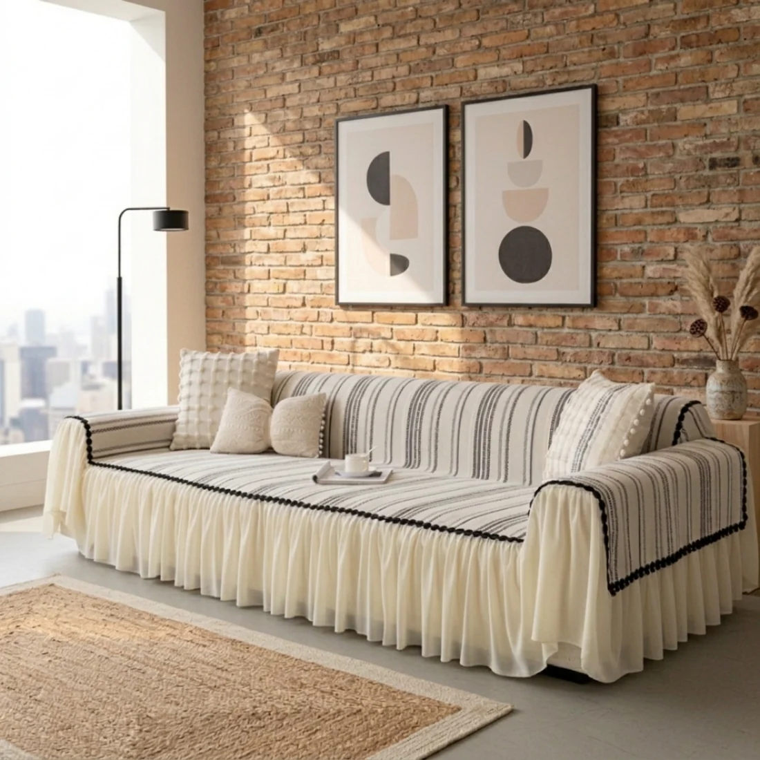 Elegance Chenille Grey Sofa Cover : [EM-SC-42] - Image 4