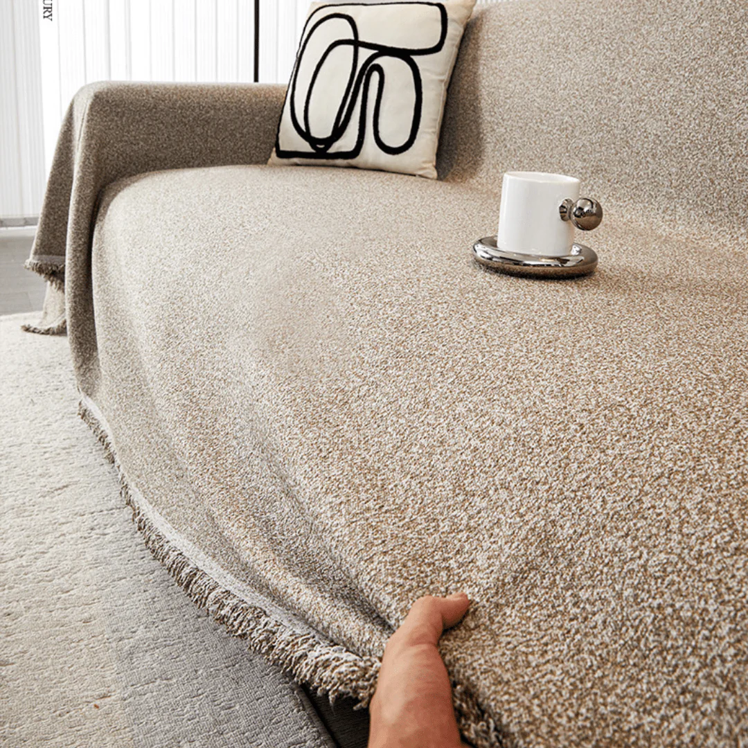 Elegance Chenille Sofa Cover : [EM-SC-04] (Coffee) - Image 2