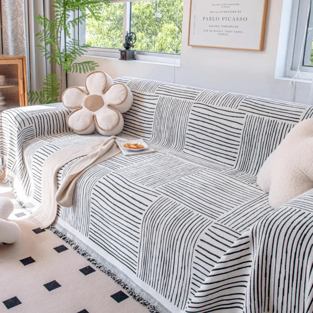 Striped Patchwork Elegance Chenille Sofa Cover