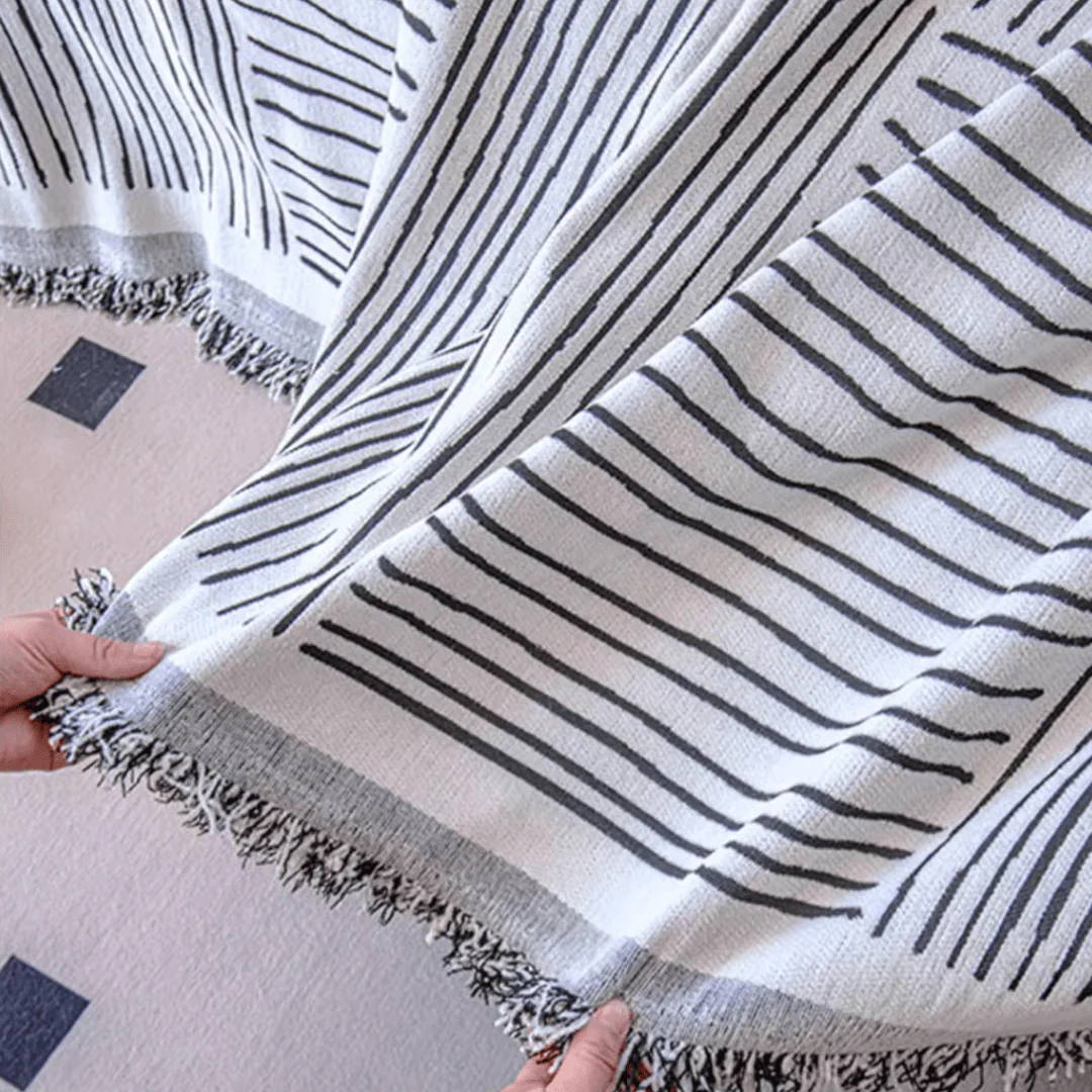 Striped Patchwork Elegance Chenille Sofa Cover - Image 3