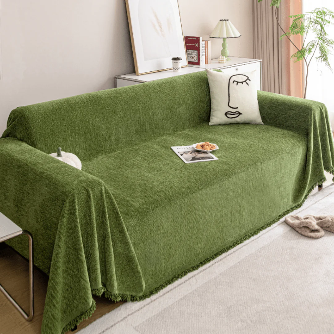 Elegance Chenille Sofa Cover :[EM-SC-13] (Green) - Image 3