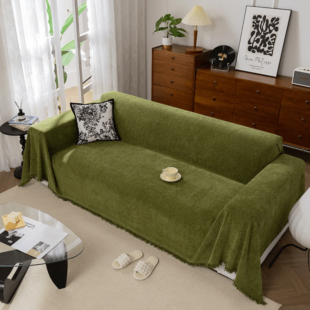 Elegance Chenille Sofa Cover :[EM-SC-13] (Green) - Image 4