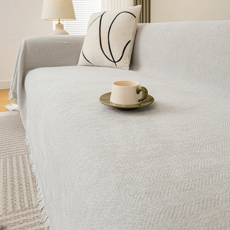 Elegance Chenille Sofa Cover : [EM-SC-13] (White) - Image 2