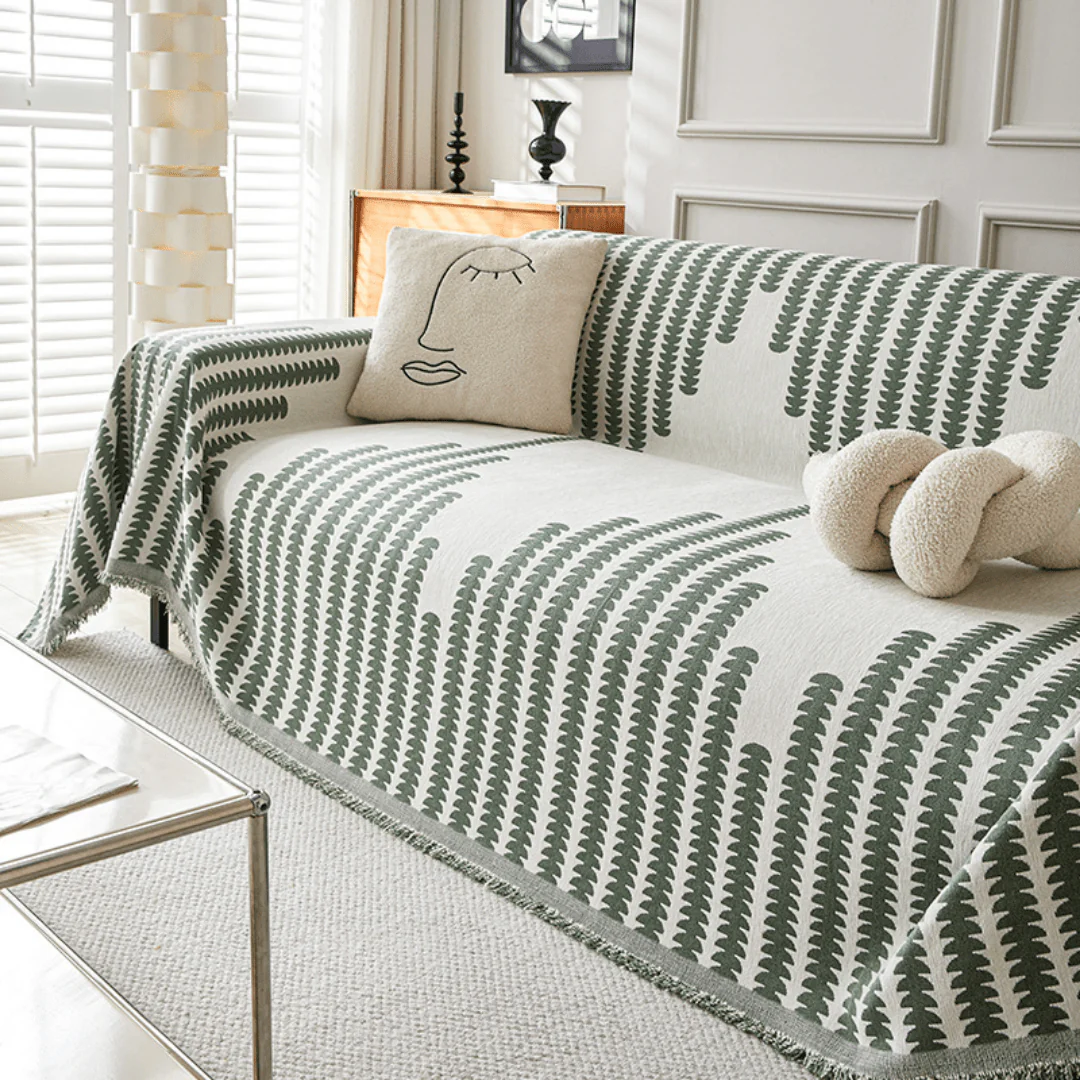 Fern Leaf Print Elegance Elegance Chenille Sofa Cover : [EM-SC-30]