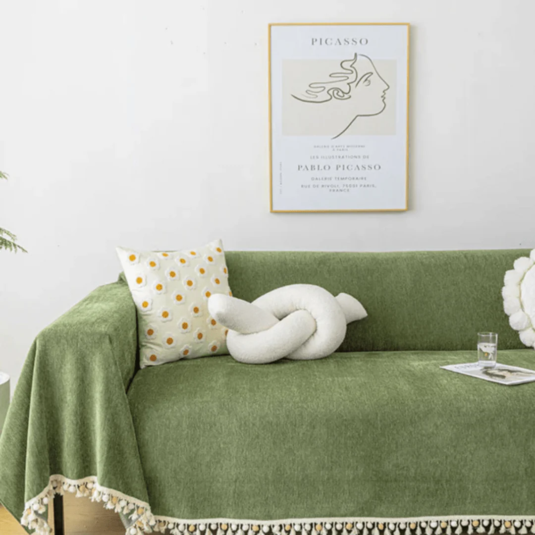 Elegance Chenille Sofa Cover :[EM-SC-31] (Green) - Image 2