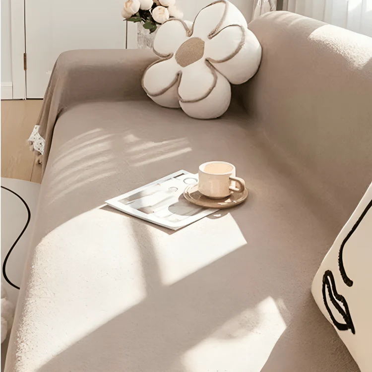 Elegance Chenille Sofa Cover : [EM-SC-32] (Coffee) - Image 3