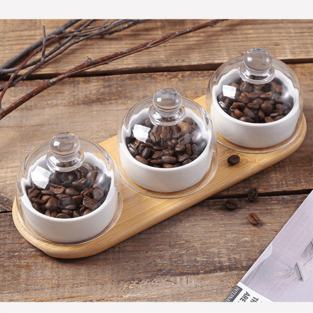Elegant Ceramic Bowl Set with Glass Lid and Bamboo Tray - Image 5